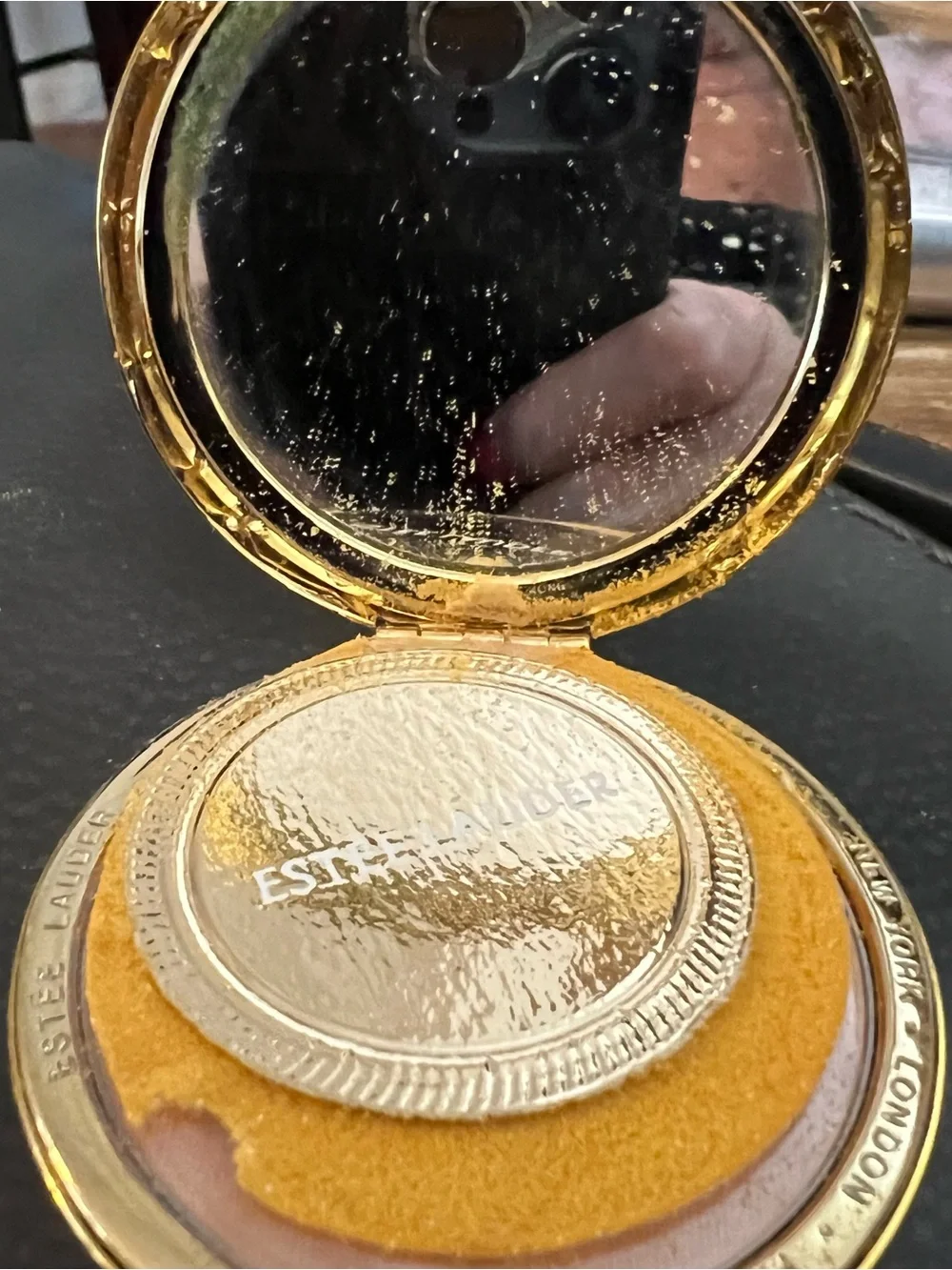 Gold Textured Compact Mirror - Women Accessories not used.